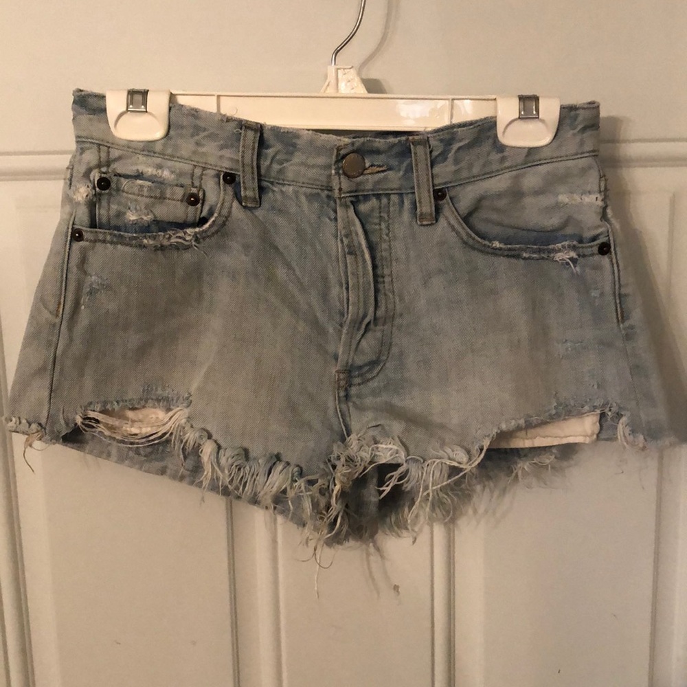 We the Free People Button Fly Distressed Shorts